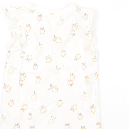 George Girls Ivory Geometric  Basic T-Shirt Size 3-4 Years