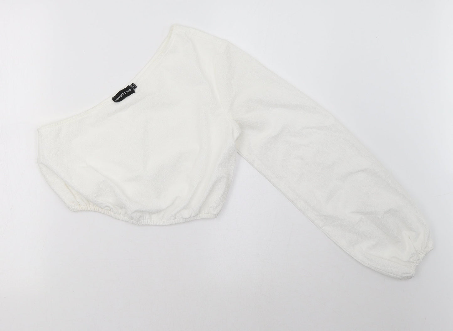 Womens UK Size 8 PRETTYLITTLETHING White Cropped Blouse