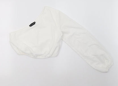 Womens UK Size 8 PRETTYLITTLETHING White Cropped Blouse