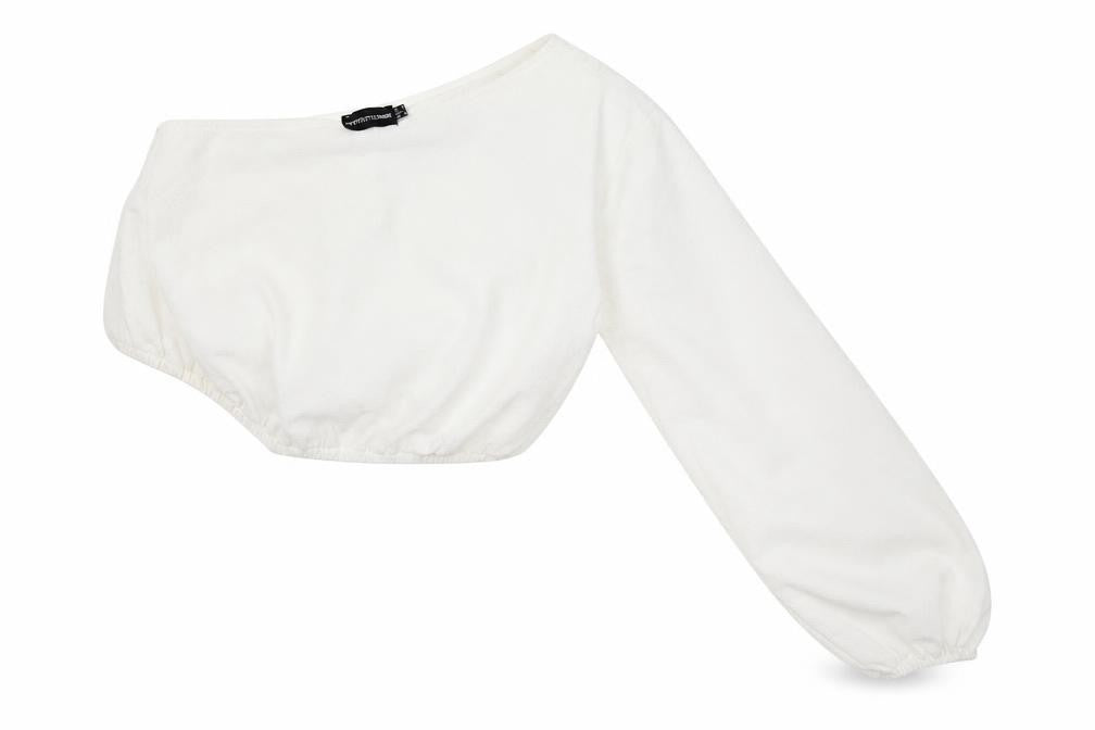 Womens UK Size 8 PRETTYLITTLETHING White Cropped Blouse