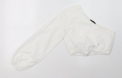 Womens UK Size 8 PRETTYLITTLETHING White Cropped Blouse