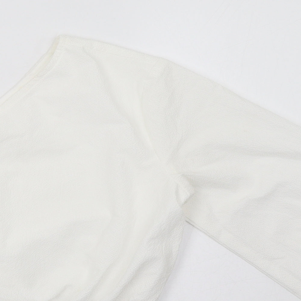 Womens UK Size 8 PRETTYLITTLETHING White Cropped Blouse