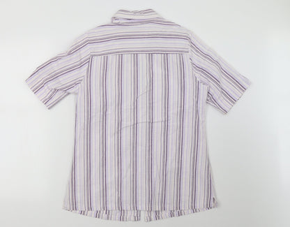 Cotton Traders Womens Purple Striped  Basic Button-Up Size 12