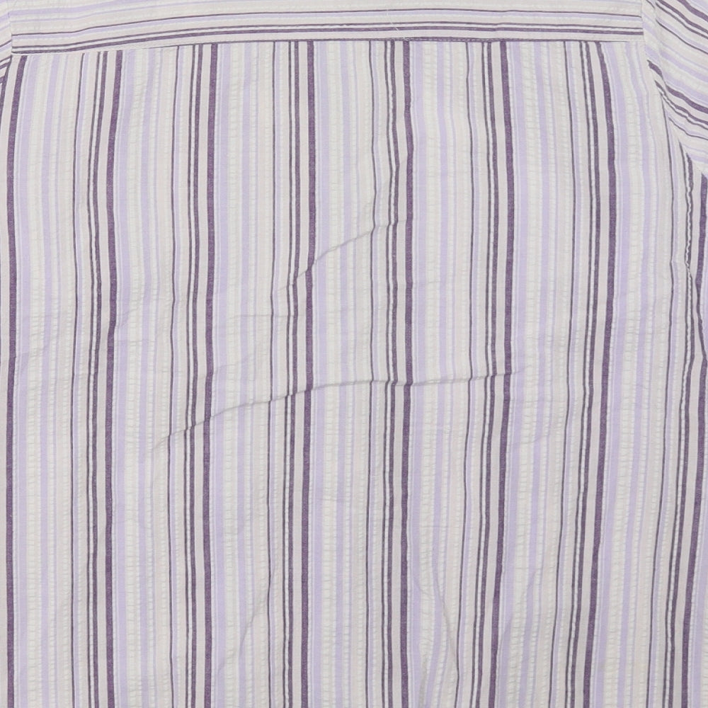 Cotton Traders Womens Purple Striped  Basic Button-Up Size 12