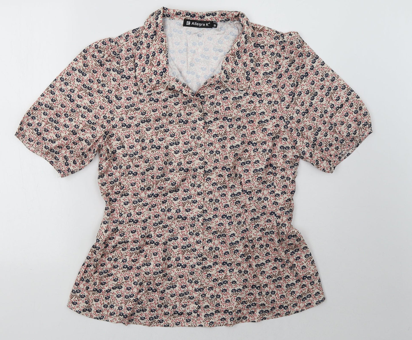Womens UK Size M Allegra K Red Basic Button-Up