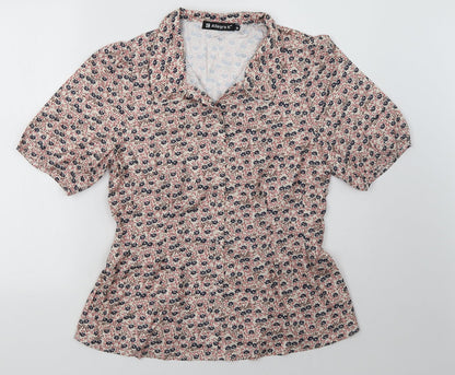 Womens UK Size M Allegra K Red Basic Button-Up