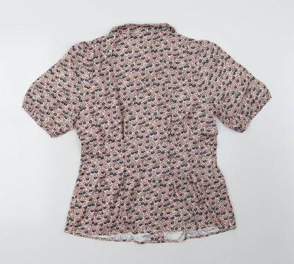Womens UK Size M Allegra K Red Basic Button-Up