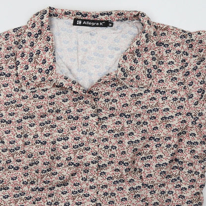 Womens UK Size M Allegra K Red Basic Button-Up