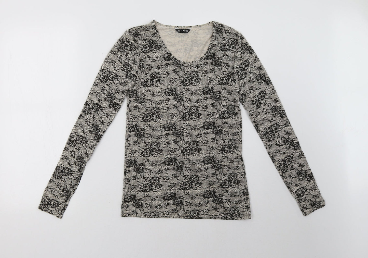 Charnos Womens Beige Geometric  Pullover Sweatshirt Size M