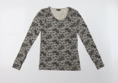 Charnos Womens Beige Geometric  Pullover Sweatshirt Size M