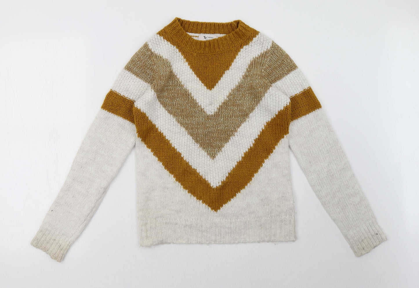 Sainsburys Womens White Striped  Pullover Sweatshirt Size 6