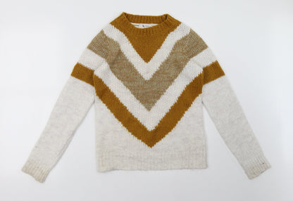 Sainsburys Womens White Striped  Pullover Sweatshirt Size 6