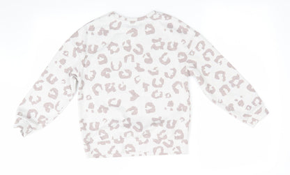 George Girls Ivory Animal Print  Pullover Sweatshirt Size 8-9 Years  - Be your own kind of wonderful Beige Blue