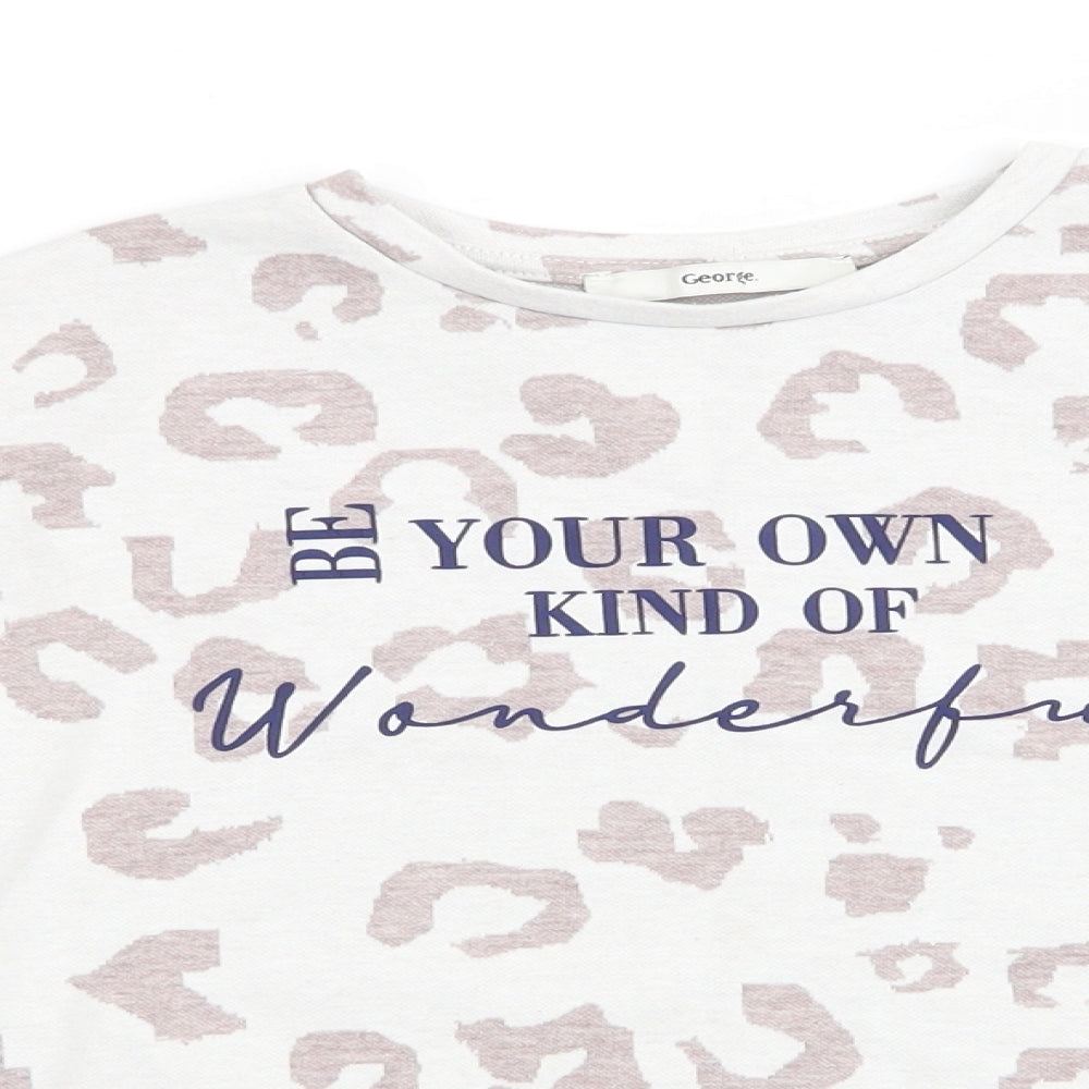 George Girls Ivory Animal Print  Pullover Sweatshirt Size 8-9 Years  - Be your own kind of wonderful Beige Blue