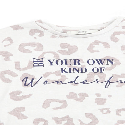 George Girls Ivory Animal Print  Pullover Sweatshirt Size 8-9 Years  - Be your own kind of wonderful Beige Blue