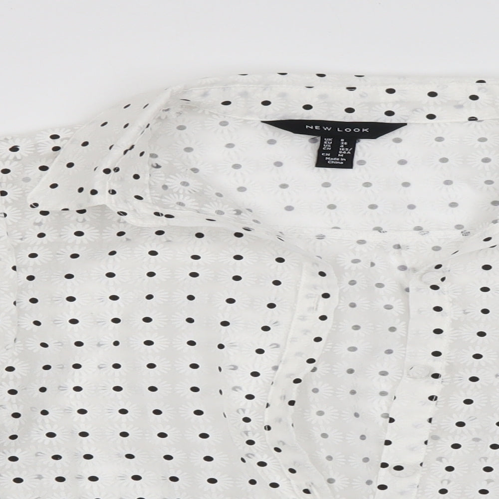Womens UK Size 8 New Look White Basic Button-Up