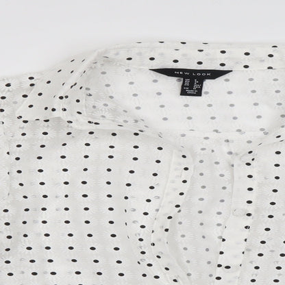 Womens UK Size 8 New Look White Basic Button-Up