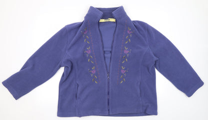 Easy Essential Womens Blue Floral  Full Zip Jumper Size L
