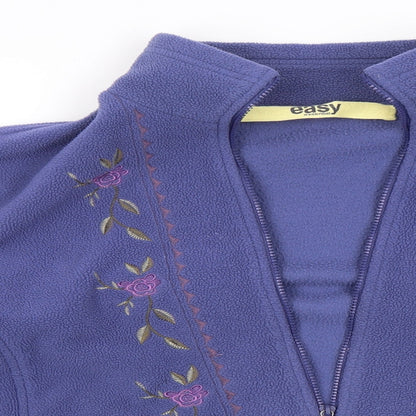 Easy Essential Womens Blue Floral  Full Zip Jumper Size L