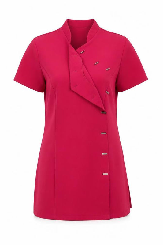 Front view of Simon Jersey women’s pink t-shirt dress, size UK 14