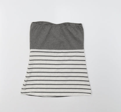 ESMARA Womens Grey Striped  Cropped Blouse Size 8