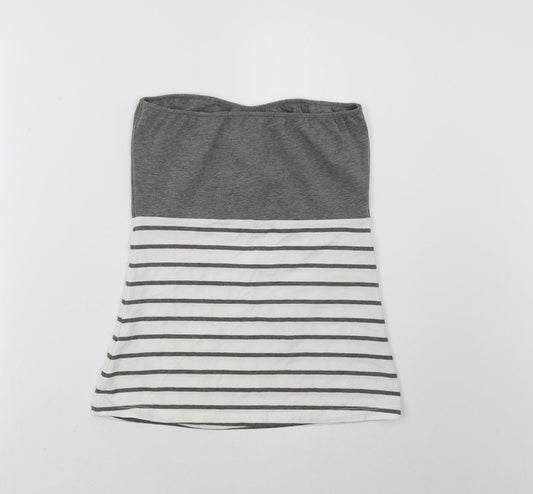 ESMARA Womens Grey Striped  Cropped Blouse Size 8