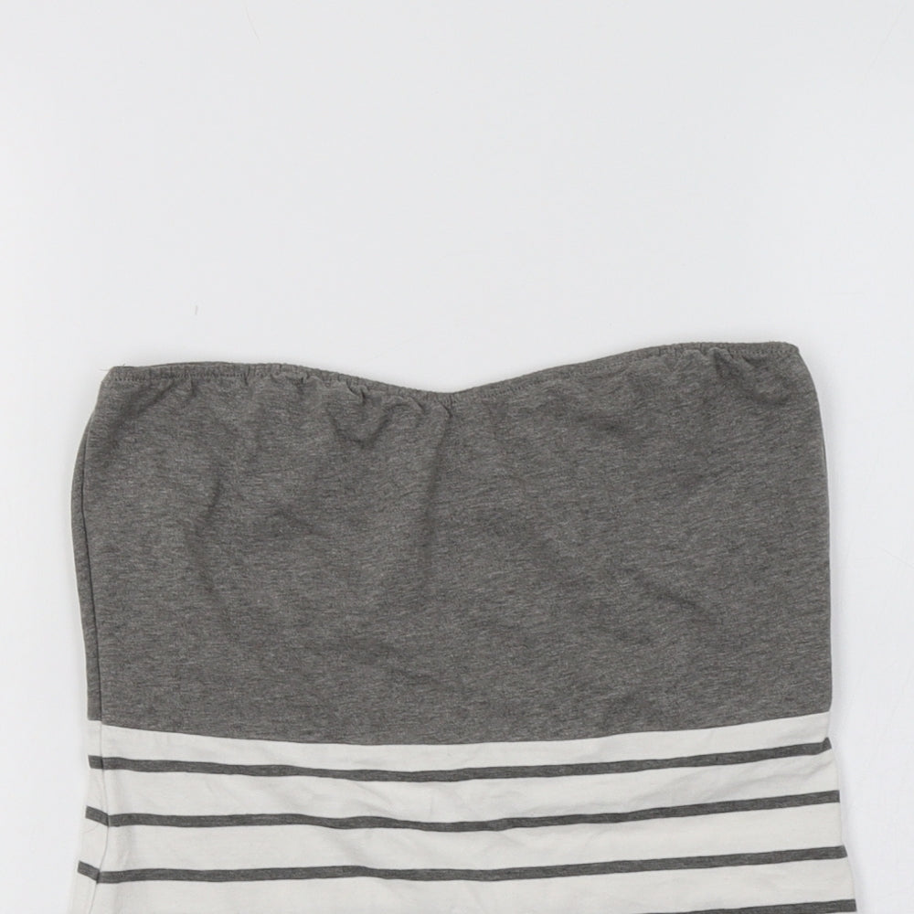 ESMARA Womens Grey Striped  Cropped Blouse Size 8