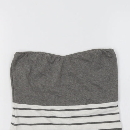 ESMARA Womens Grey Striped  Cropped Blouse Size 8