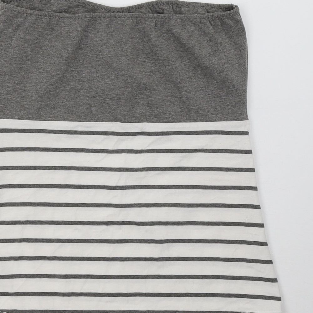 ESMARA Womens Grey Striped  Cropped Blouse Size 8