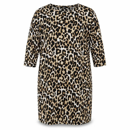 Front view of Studio women’s multicoloured animal print t-shirt dress, size UK 12