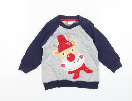 M&Co Boys Multicoloured   Pullover Jumper Size 9-12 Months  - Christmas
