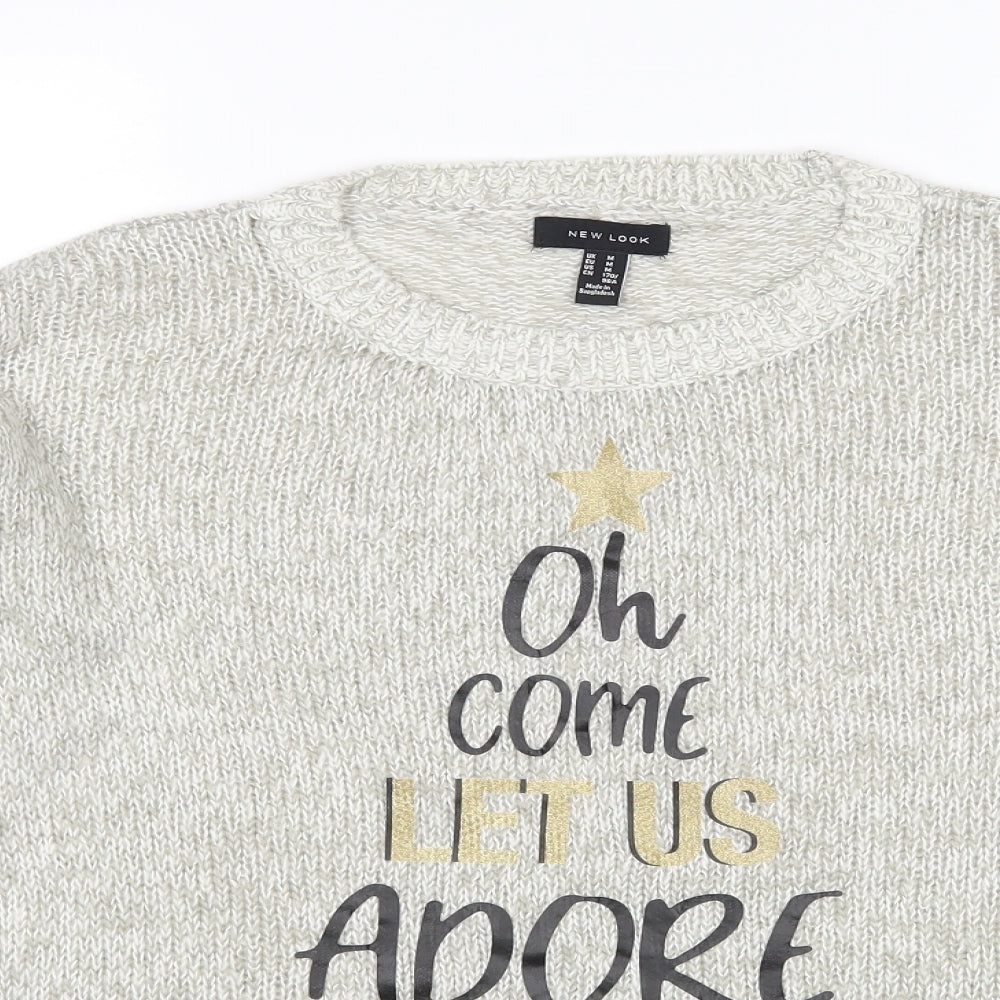 Womens UK Size M New Look Grey Pullover Jumper