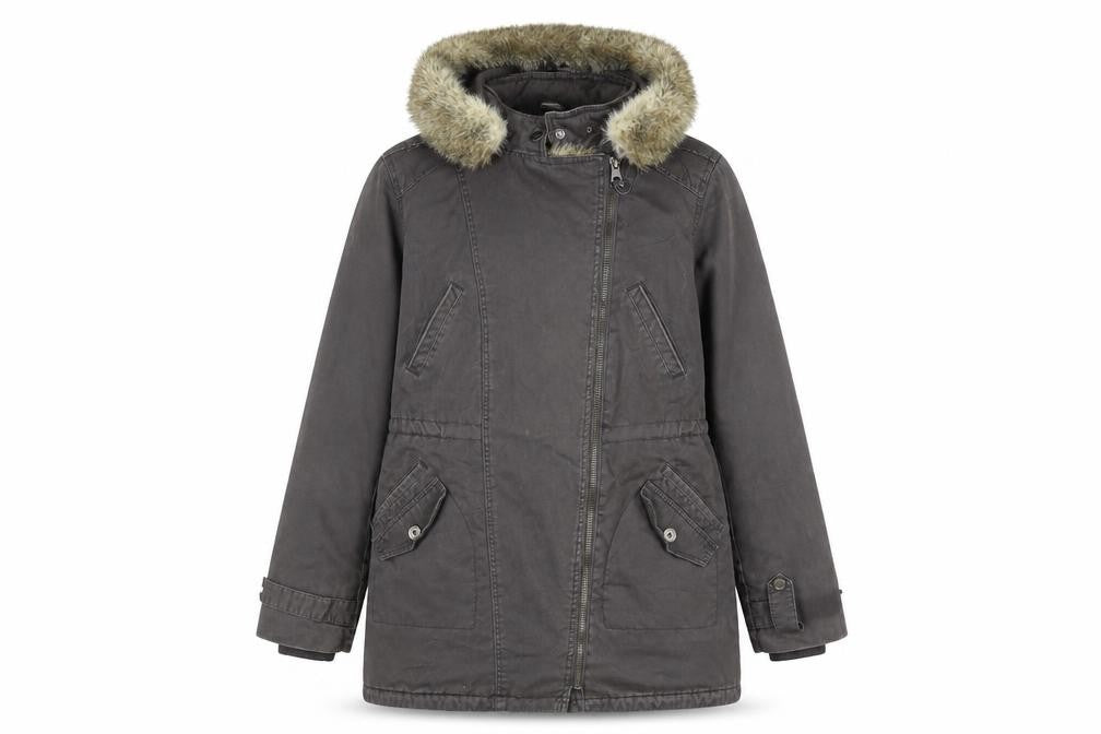 Front view of Marks & Spencer women’s green parka coat, size UK 10