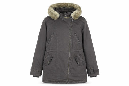 Front view of Marks & Spencer women’s green parka coat, size UK 10