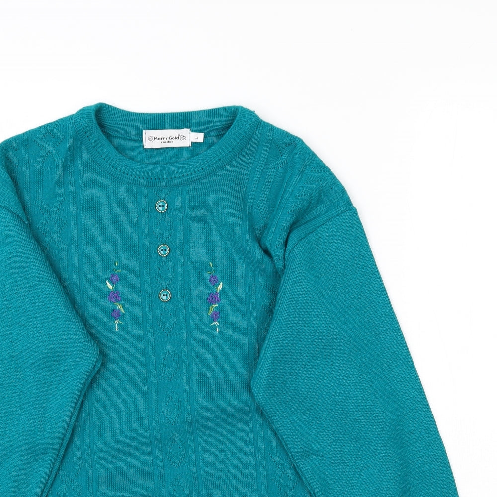 Womens UK Size L Merry Gold Green Pullover Jumper