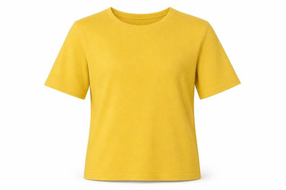 Womens UK Size 14 Love Knitwear Yellow Basic T-Shirt