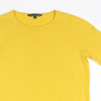 Womens UK Size 14 Love Knitwear Yellow Basic T-Shirt
