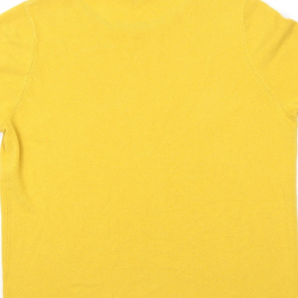 Womens UK Size 14 Love Knitwear Yellow Basic T-Shirt
