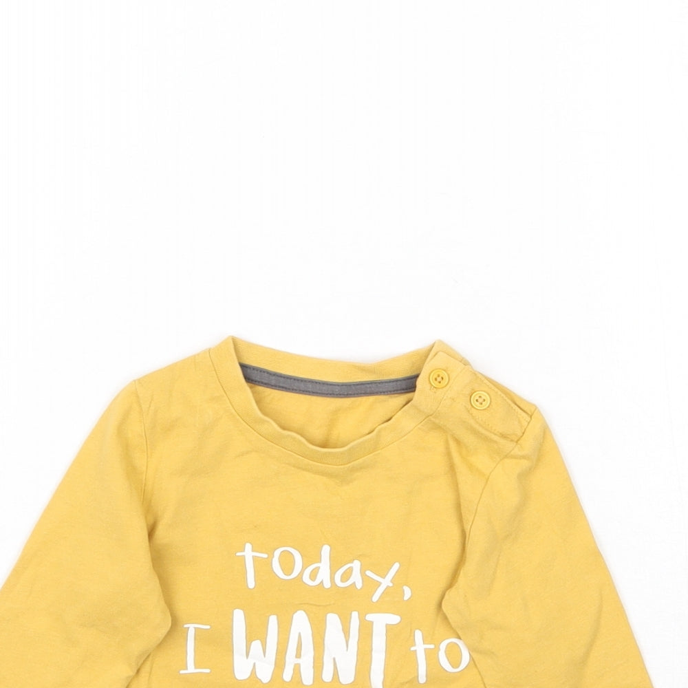 Matalan Baby Yellow   Basic T-Shirt Size 9-12 Months  - Today i want to have fun