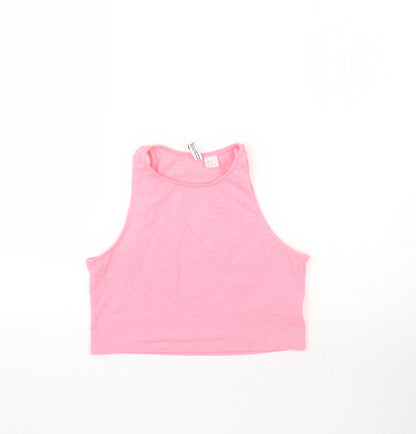 Womens UK Size S H&M Pink Cropped Tank