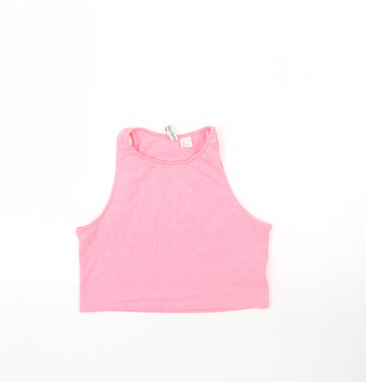 Womens UK Size S H&M Pink Cropped Tank