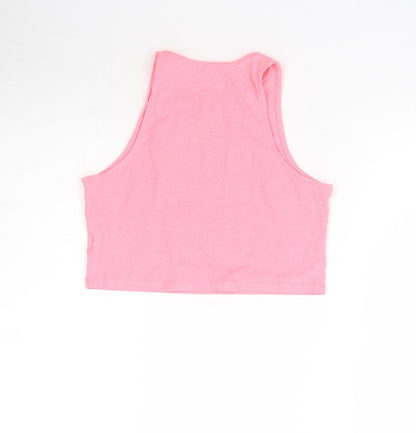 Womens UK Size S H&M Pink Cropped Tank