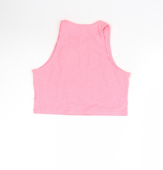 Womens UK Size S H&M Pink Cropped Tank