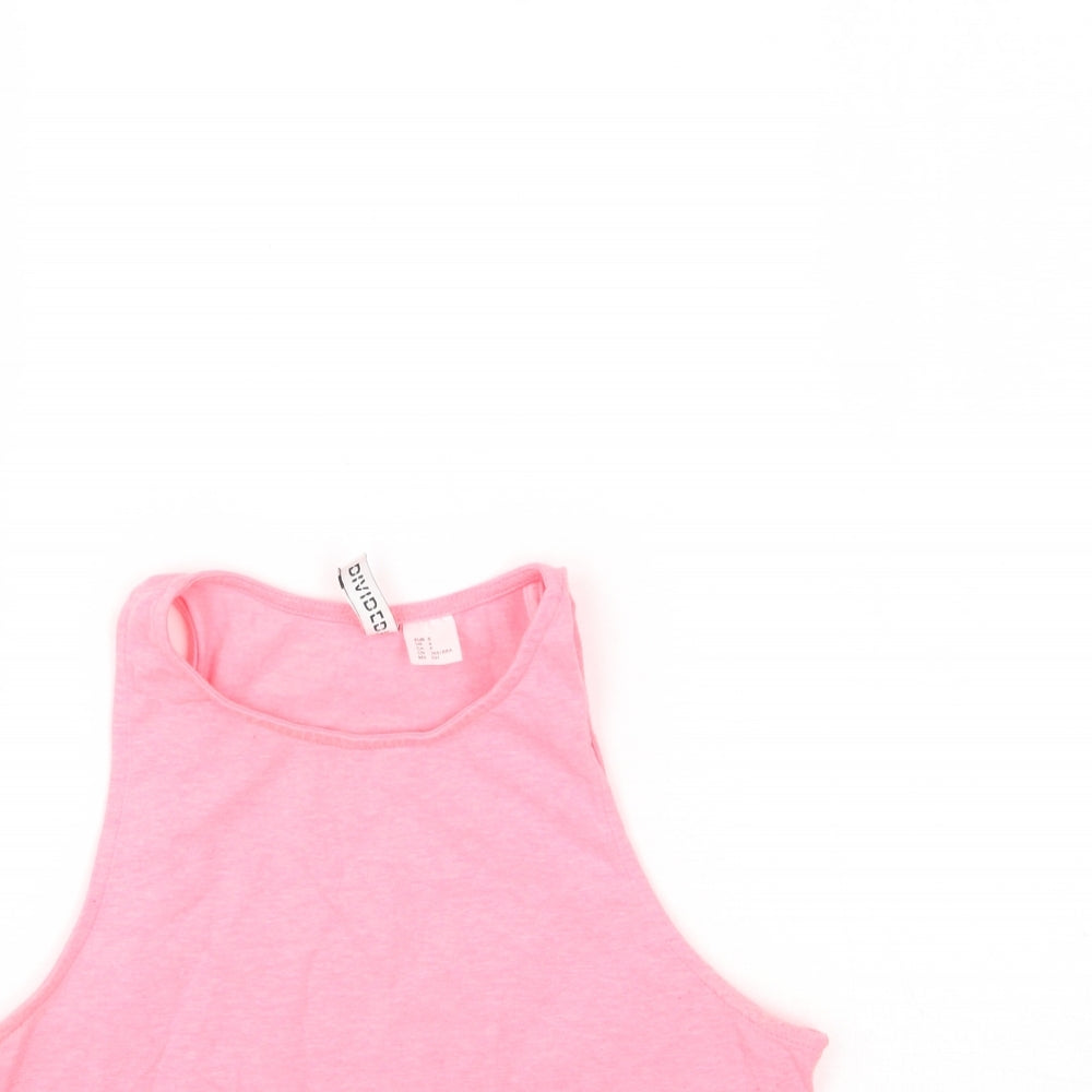 Womens UK Size S H&M Pink Cropped Tank