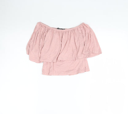 Boohoo Womens Pink   Cropped Blouse Size 8