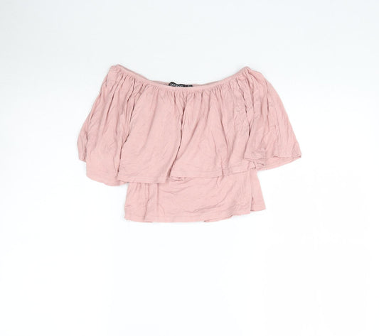 Boohoo Womens Pink   Cropped Blouse Size 8