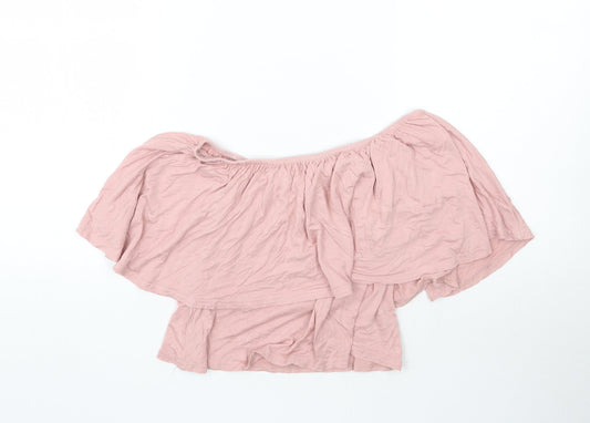 Boohoo Womens Pink   Cropped Blouse Size 8