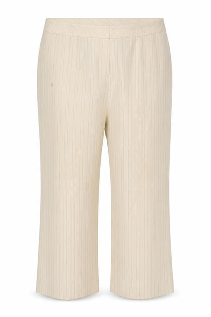 Front view of Berkertex women’s ivory striped trousers, size UK 20, 27-inch leg