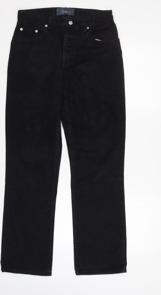 Womens UK Size 12 DP Denim Regular Fit Flared Black Jeans