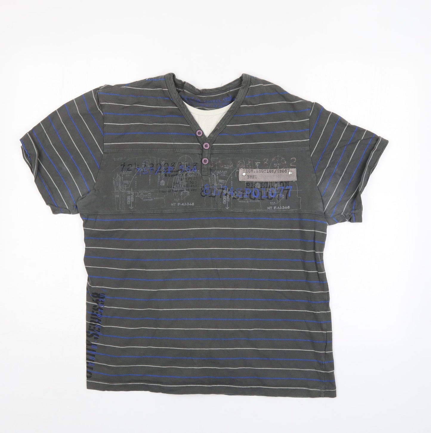 NEXT Mens Grey Striped   Polo Size L